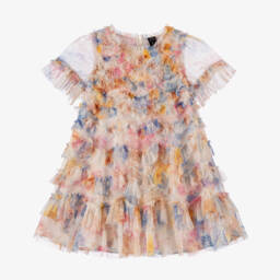 Needle & Thread-Платье из разноцветного тюля с цветочным принтом и оборками для девочек | Childrensalon Outlet