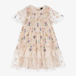 Needle & Thread-Платье кремовое из тюля с цветочным узором для девочек | Childrensalon Outlet