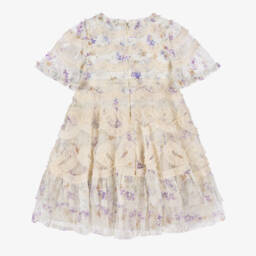 Needle & Thread-Кремовое воздушное платье из тюля с цветочным узором для девочек | Childrensalon Outlet