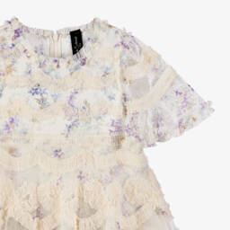 Needle & Thread-Кремовое воздушное платье из тюля с цветочным узором для девочек | Childrensalon Outlet