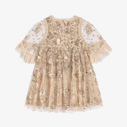 Needle & Thread-Золотое платье с пайетками в виде бабочек для девочек | Childrensalon Outlet