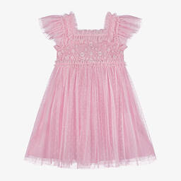 Needle & Thread-Girls Pink Embroidered Tulle Dress | Childrensalon Outlet