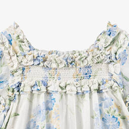 Needle & Thread-Girls White & Blue Floral Cotton Dress | Childrensalon Outlet