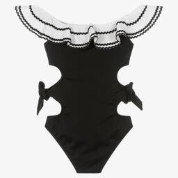 Nessi Byrd-Girls Black Cut-Out Swimsuit (UV50) | Childrensalon Outlet