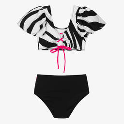 Nessi Byrd-Girls Black & White Bikini (UV50) | Childrensalon Outlet