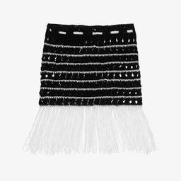 Nessi Byrd-تنورة كروشيه للشاطئ لون أسود وأبيض للبنات | Childrensalon Outlet