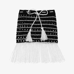 Nessi Byrd-تنورة كروشيه للشاطئ لون أسود وأبيض للبنات | Childrensalon Outlet