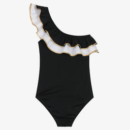 نيسي بيرد-Girls Black & White Swimsuit (UV50) | Childrensalon Outlet