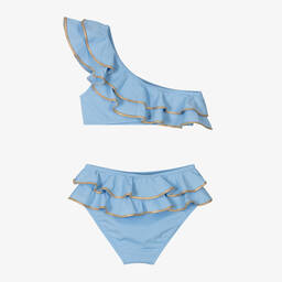 Nessi Byrd-مايو بيكيني لون أزرق مزين بكشكش للبنات (UV50) | Childrensalon Outlet