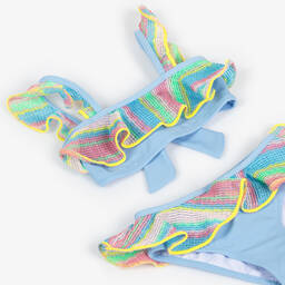 Nessi Byrd-مايوه بكيني مزين كشكش لون أزرق للبنات (UV50) | Childrensalon Outlet