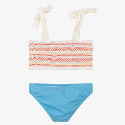 نيسي بيرد-Girls Blue Shirred Bikini (UV50) | Childrensalon Outlet