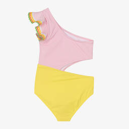 Nessi Byrd-Girls Colourblock Asymmetric Swimsuit (UV50) | Childrensalon Outlet