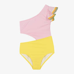 Nessi Byrd-Girls Colourblock Asymmetric Swimsuit (UV50) | Childrensalon Outlet