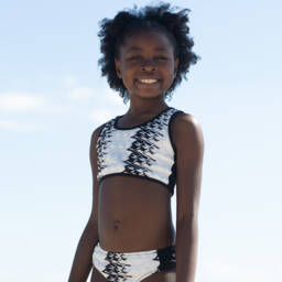 Nessi Byrd-Girls Monochrome Patterned Bikini | Childrensalon Outlet