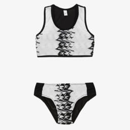 Nessi Byrd-Girls Monochrome Patterned Bikini | Childrensalon Outlet