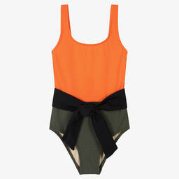نيسي بيرد-Girls Orange & Green Swimsuit (UV50) | Childrensalon Outlet
