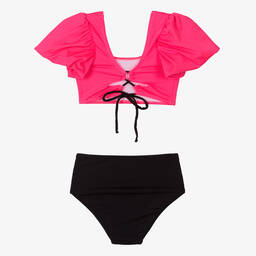 Nessi Byrd-Girls Pink & Black Bikini (UV50) | Childrensalon Outlet