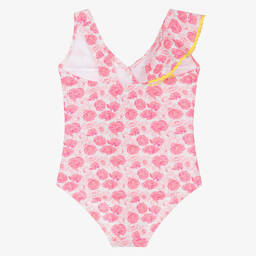 Nessi Byrd-Girls Pink Floral Ruffle Swimsuit (UV50) | Childrensalon Outlet