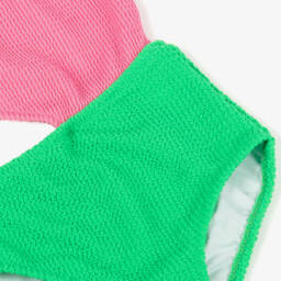 Nessi Byrd-Girls Pink & Green One Shoulder Swimsuit (UV50) | Childrensalon Outlet