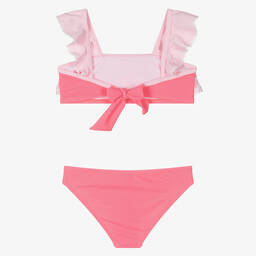 Nessi Byrd-مايوه بكيني مزين بكشكش لون زهري للبنات (UV50) | Childrensalon Outlet