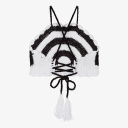 Nessi Byrd-Вязаный крючком топ в черно-белую полоску | Childrensalon Outlet