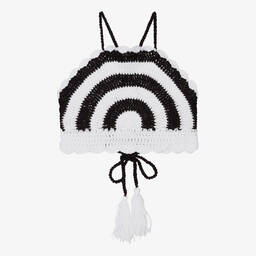 Nessi Byrd-Вязаный крючком топ в черно-белую полоску | Childrensalon Outlet