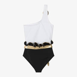 Nessi Byrd-Черно-белый купальник для девочек (UV50) | Childrensalon Outlet