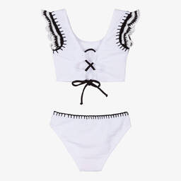 Nessi Byrd-Белое бикини с вязаными крючком рюшами (UV50) | Childrensalon Outlet