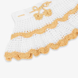 Nessi Byrd-Girls White & Gold Crochet Beach Skirt | Childrensalon Outlet