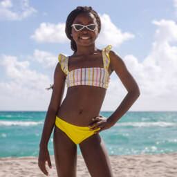Nessi Byrd-Girls White & Yellow Bikini (UV50) | Childrensalon Outlet