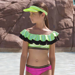 Nessi Byrd-Green & Pink Bikini (UV50) | Childrensalon Outlet
