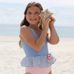 Nessi Byrd-Teen Blue & Pink Bow Swimsuit | Childrensalon Outlet