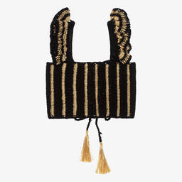 Nessi Byrd-Teen Girls Black & Gold Crochet Beach Top | Childrensalon Outlet