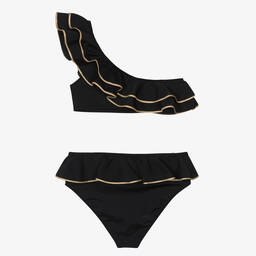 Nessi Byrd-Черное бикини с оборками для девочек-подростков (UV50) | Childrensalon Outlet