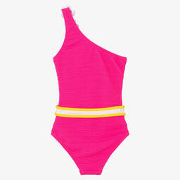 Nessi Byrd-Розовый купальник с вязаными крючком ромашками (UV50) | Childrensalon Outlet