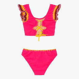 Nessi Byrd-Розовое бикини с вязаной крючком отделкой (UV50) | Childrensalon Outlet