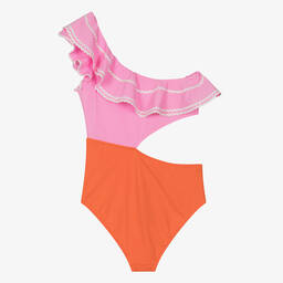 Nessi Byrd-Teen Girls Pink & Orange Swimsuit (UV50) | Childrensalon Outlet