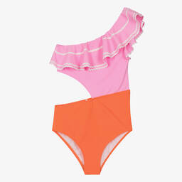 Nessi Byrd-Teen Girls Pink & Orange Swimsuit (UV50) | Childrensalon Outlet