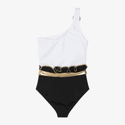 Nessi Byrd-Черно-белый купальник для девочек-подростков (UV50) | Childrensalon Outlet