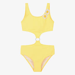 Nessi Byrd-Teen Girls Yellow Crochet Flower Swimsuit (UV50) | Childrensalon Outlet