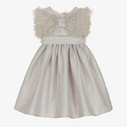 Nicki Macfarlane-Girls Silver Silk Tulle Adorned Dress | Childrensalon Outlet