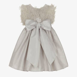 Nicki Macfarlane-Girls Silver Silk Tulle Adorned Dress | Childrensalon Outlet