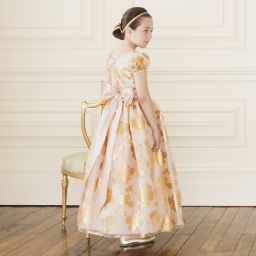 Nicki Macfarlane-Rose Gold Silk Sash Dress  | Childrensalon Outlet