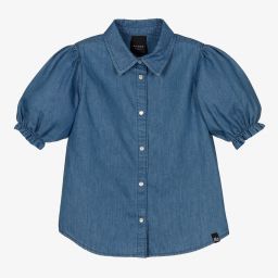 NIK&NIK-Girls Blue Chambray Blouse | Childrensalon Outlet