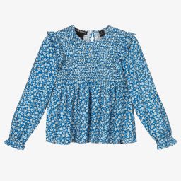 NIK&NIK-Голубая блузка из крепа в цветочек для девочек | Childrensalon Outlet