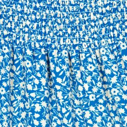 نك آند نك-فستان كريب لون أزرق وأبيض بطبعة ورود | Childrensalon Outlet