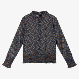 NIK&NIK-Girls Blue Zigzag Blouse | Childrensalon Outlet