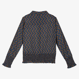 NIK&NIK-Girls Blue Zigzag Blouse | Childrensalon Outlet