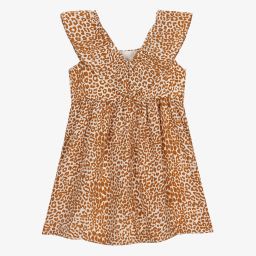 NIK&NIK-فستان حرير لون بيج وعاجي بطبعة جلد النمر | Childrensalon Outlet