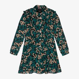 NIK&NIK-Green Chiffon Logo Dress | Childrensalon Outlet